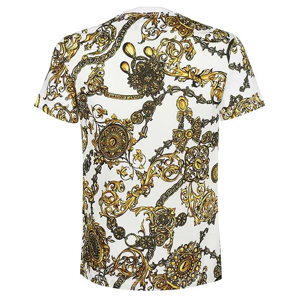 Áo Phông Versace Jeans Couture Slim Print Bijoux Baroque T-Shirt Họa Tiết 71GAH6S0 JS015 G03 Màu Trắng