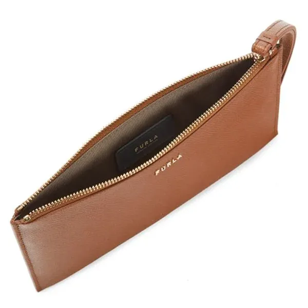 Ví Cầm Tay Furla Logo Leather Wristlet Màu Nâu - Túi xách - Vua Hàng Hiệu