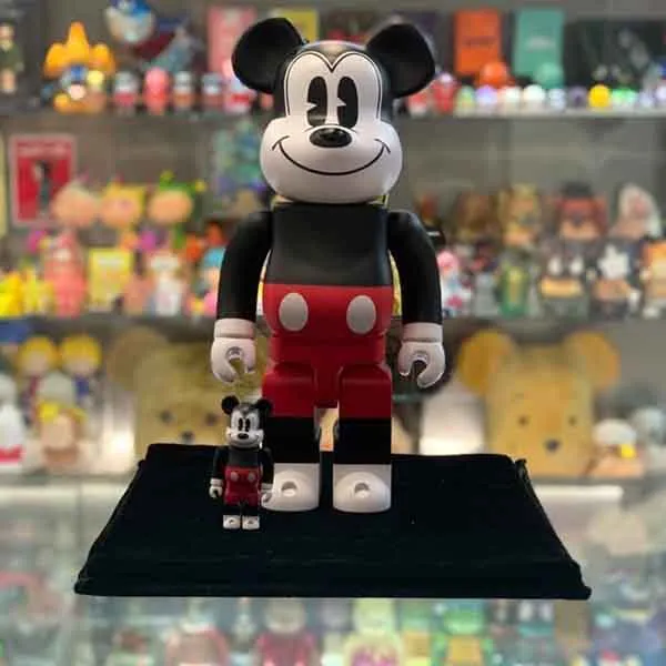 Đồ Chơi Mô Hình Bearbrick R&W Mickey Mouse Màu Đen Đỏ Size 100% + 400% - 4