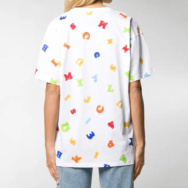 Áo Phông Moschino Milano Graphic Print T-Shirt 201E A070205401001 Màu Trắng