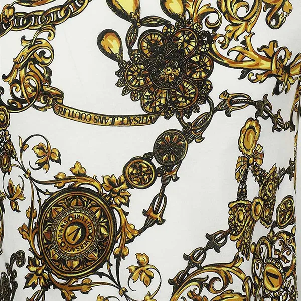 Áo Phông Versace Jeans Couture Slim Print Bijoux Baroque T-Shirt Họa Tiết 71GAH6S0 JS015 G03 Màu Trắng
