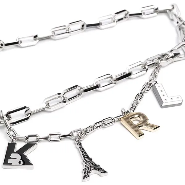Thắt Lưng Karl Lagerfeld Letter-Charm Chain Belt Màu Bạc Size S