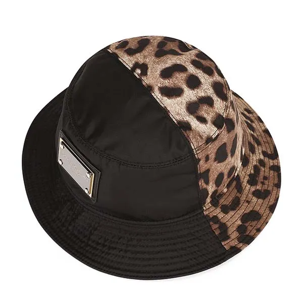 Mũ Dolce & Gabbana D&G Leopard-Print Bucket Hat With Patch Embellishment Màu Đen Nâu Size 57 - Mũ nón - Vua Hàng Hiệu
