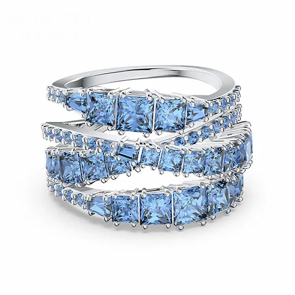 Nhẫn Swarovski Twist Wrap White Gold Curve Blue Ring Màu Xanh Trắng Size 55 - Trang sức - Vua Hàng Hiệu
