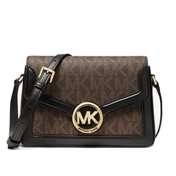 Túi Đeo Chéo Michael Kors MK Jessie Medium Logo Shoulder Bag Màu Nâu Đen