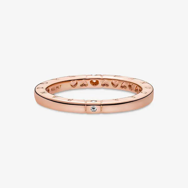 Nhẫn Pandora Logo & Hearts Ring 189482C01 Màu Vàng Hồng Size 52