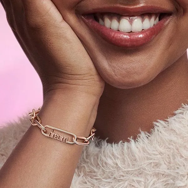 Hạt Vòng Charm Pandora Me Styling Dream Word Link 789687C00 Màu Vàng Hồng - Trang sức - Vua Hàng Hiệu