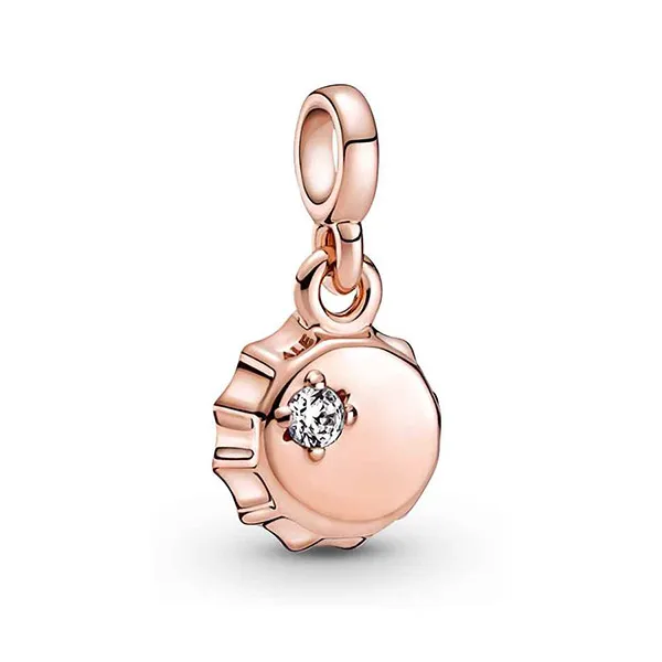 Hạt Vòng Charm Pandora Me Lucky Bottle Cap Mini Dangle 789661C01 Màu Vàng Hồng