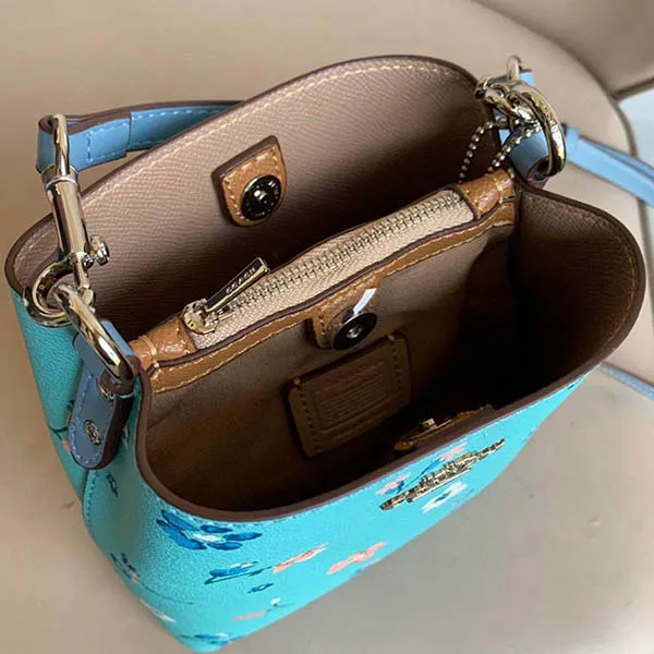 Túi Đeo Chéo Coach Mini Town Bucket Bag With Mystical Floral Print Coach C8608 Màu Xanh Blue
