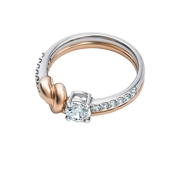 Nhẫn Swarovski Lifelong Heart Ring Màu Bạc Phối Vàng Hồng Size 52