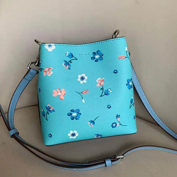 Túi Đeo Chéo Coach Mini Town Bucket Bag With Mystical Floral Print Coach C8608 Màu Xanh Blue