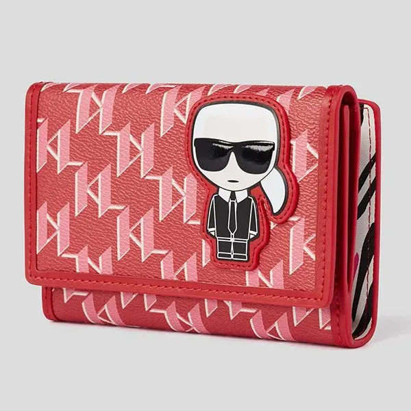 Ví Karl Lagerfeld Mittelgrosses K/Ikonik Monogram Faltportemonnaie 220W3203 Màu Đỏ