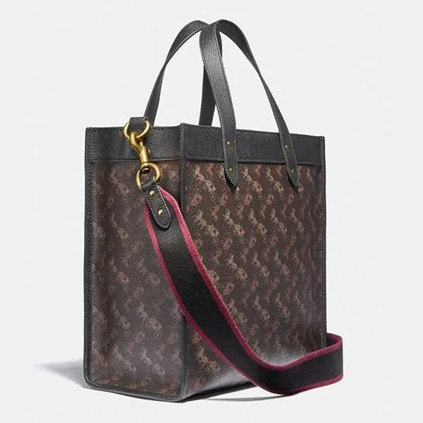 Túi Tote Coach Field Tote With Horse And Carriage Print 89143 Màu Nâu