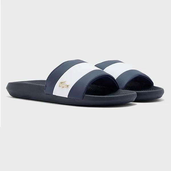 Dép Lacoste Croco Striped Slides Màu Xanh Navy Size 39.5