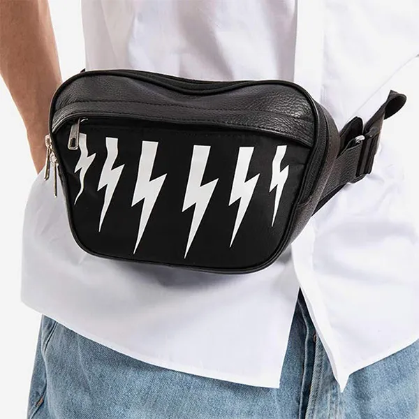Túi Đeo Hông Neil Barrett Thunderbolts Nylon City Belt Bag Màu Đen - Túi xách - Vua Hàng Hiệu