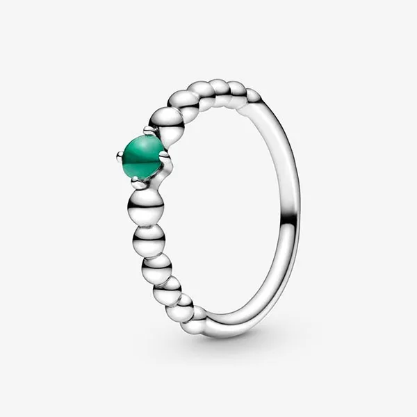 Nhẫn Pandora May Rainforest Green Beaded Ring Màu Bạc Đính Pha Lê Xanh Green