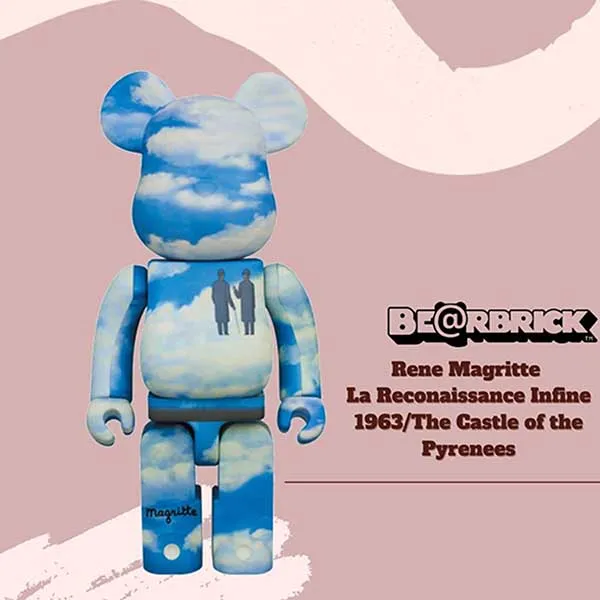 Đồ Chơi Mô Hình Bearbrick Rene Magritte 'The Castle Of the Pyrenees' Màu Xanh Trắng Size 1000% - Đồ chơi mô hình - Vua Hàng Hiệu