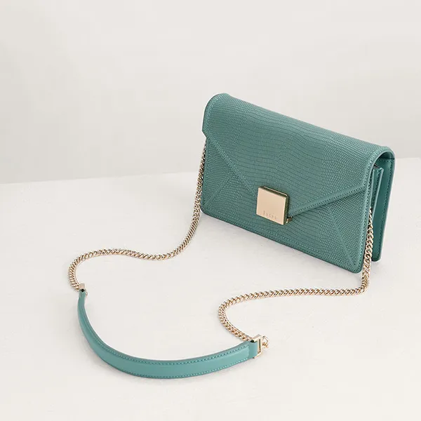 Túi Đeo Chéo Pedro Lizard-Effect Leather Shoulder Bag Turquoise 36500003 Màu Xanh Ngọc