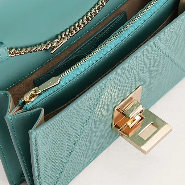 Túi Đeo Chéo Pedro Lizard-Effect Leather Shoulder Bag Turquoise 36500003 Màu Xanh Ngọc