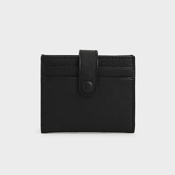 Ví Nữ Charles & Keith CNK Snap Button Card Holder Black 50701102-3 Màu Đen