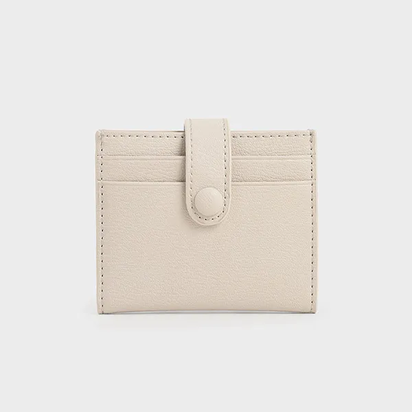 Ví Nữ Charles & Keith CNK Snap Button Card Holder Ivory 50701102-3 Màu Trắng