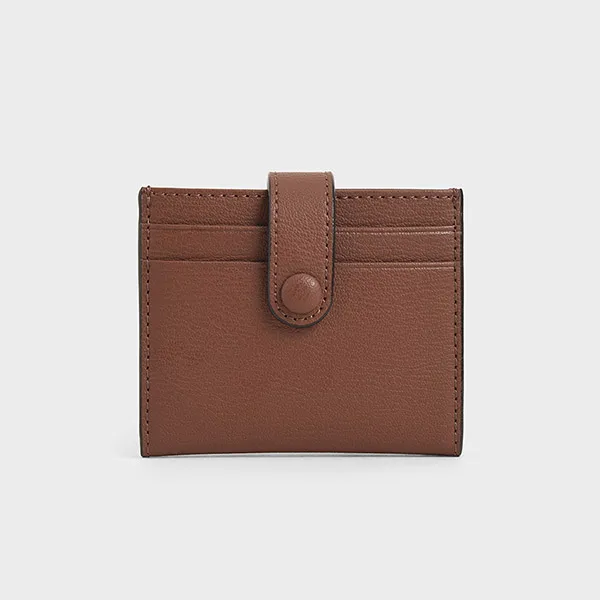Ví Nữ Charles & Keith CNK Snap Button Card Holder Chocolate 50701102-3 Màu Nâu