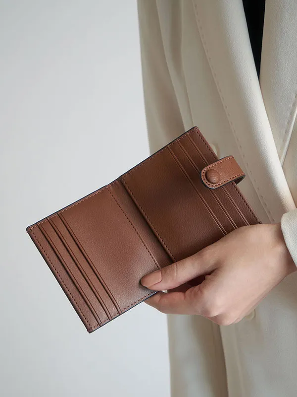 Ví Nữ Charles & Keith CNK Snap Button Card Holder Chocolate 50701102-3 Màu Nâu
