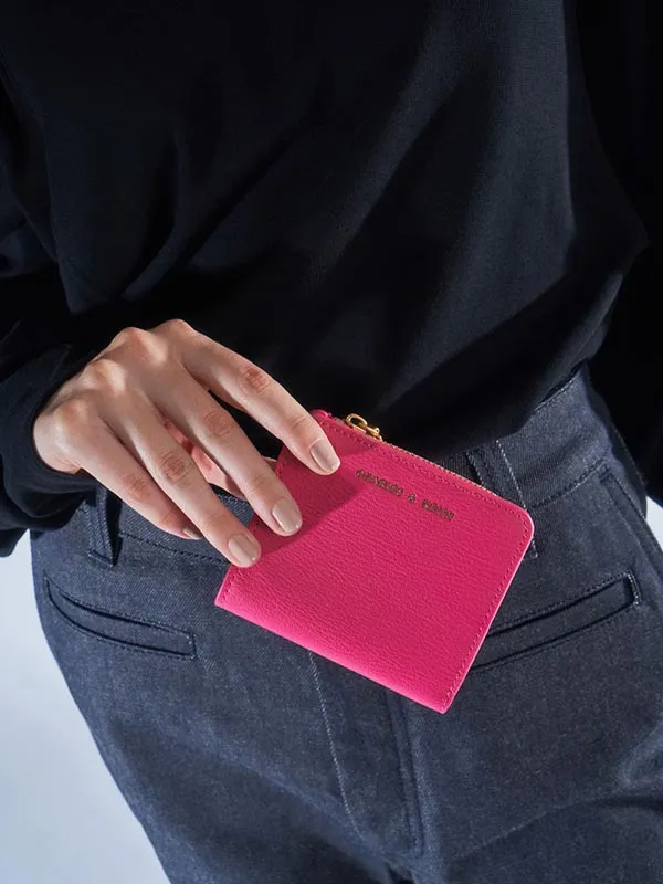 Ví Nữ Charles & Keith CNK Zip Around Card Holder - Fuchsia CK6-50770498-1 Màu Hồng