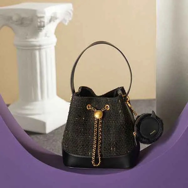 Túi Xách Tay Pedro Tweed Bucket Bag Black PW2-16390006 Màu Đen