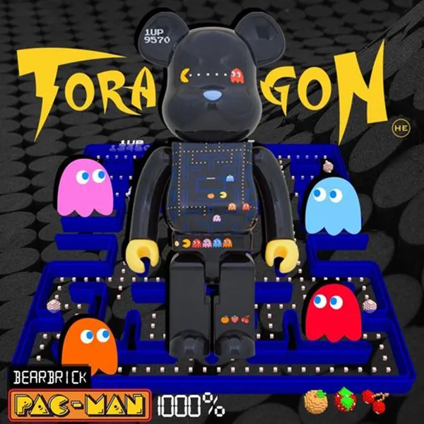 Đồ Chơi Mô Hình Bearbrick Pac-Man Màu Đen Size 1000%