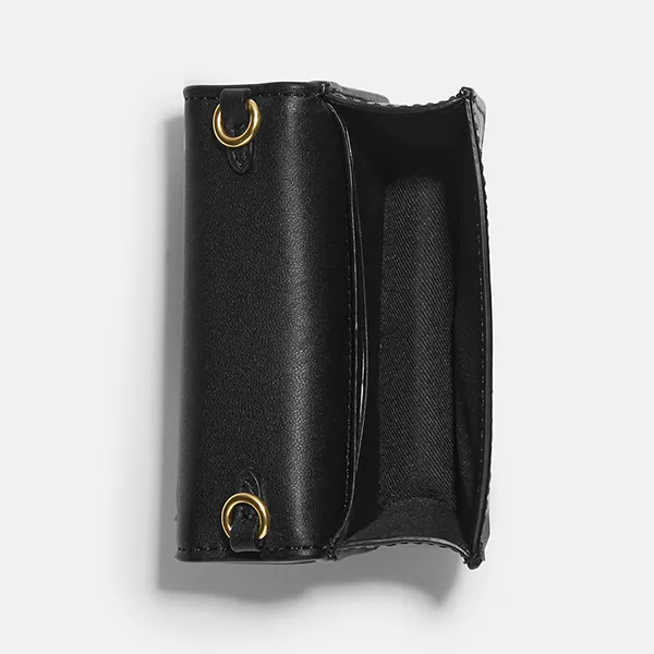 Ví Nữ Coach Mini Wallet On A Chain In Signature Canvas With Bee Print Màu Gold Khaki