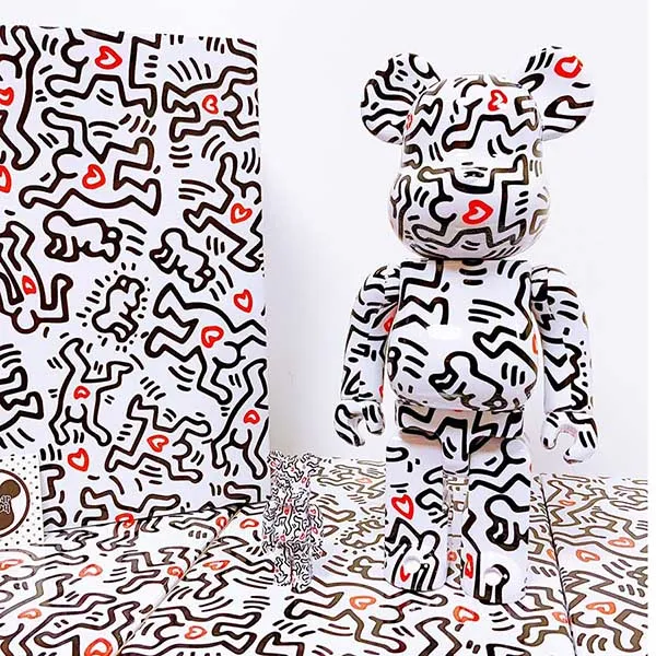 Đồ Chơi Mô Hình Bearbrick Keith Haring #8 Màu Trắng Đen Size 100% + 400% - Đồ chơi mô hình - Vua Hàng Hiệu