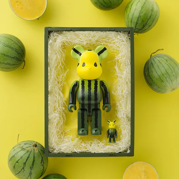Đồ Chơi Mô Hình Bearbrick X Clot Summer Fruits Yellow Watermelon Màu Xanh Vàng Size 100% + 400%