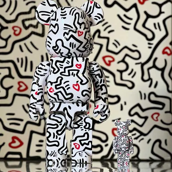 Đồ Chơi Mô Hình Bearbrick Keith Haring #8 Màu Trắng Đen Size 100% + 400% - Đồ chơi mô hình - Vua Hàng Hiệu