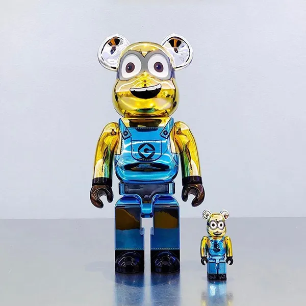 Đồ Chơi Mô Hình Bearbrick Dave Chrome Ver SS21 Màu Vàng Xanh Size 100% + 400%