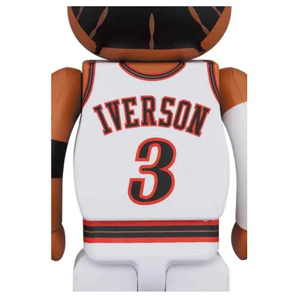 Đồ Chơi Mô Hình Bearbrick Allen Iverson (Philadelphia 76ERS) Màu Nâu Trắng Size 100% + 400%