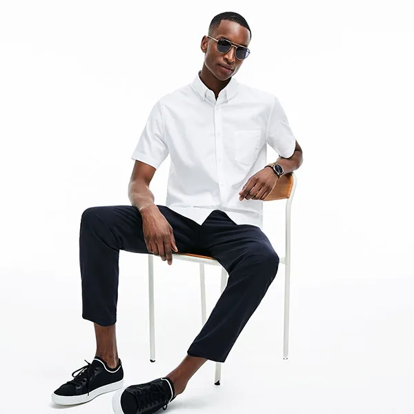 Áo Sơ Mi Lacoste Men's Regular Fit Mini Piqué Shirt CH9612-00 800 Màu Trắng Size S