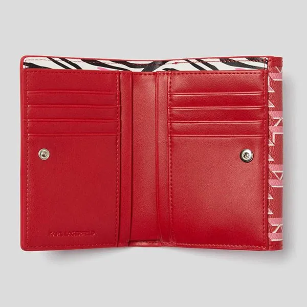Ví Karl Lagerfeld Mittelgrosses K/Ikonik Monogram Faltportemonnaie 220W3203 Màu Đỏ