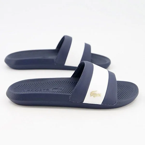 Dép Lacoste Croco Striped Slides Màu Xanh Navy Size 39.5