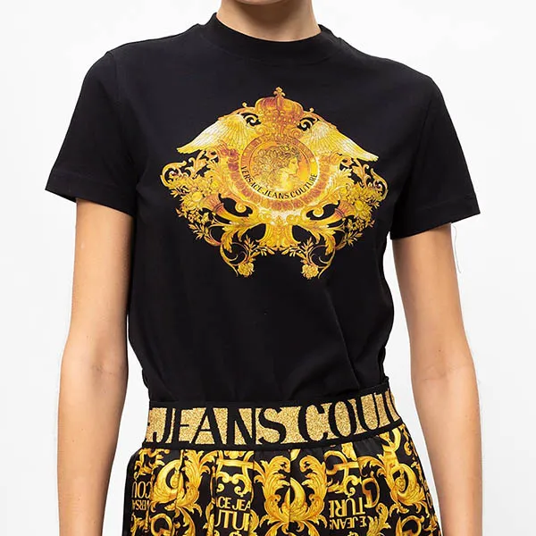 Áo Phông Versace Jeans Couture Rococo Crystal Motif T-shirt B2HWA730 30454 899 Màu Đen