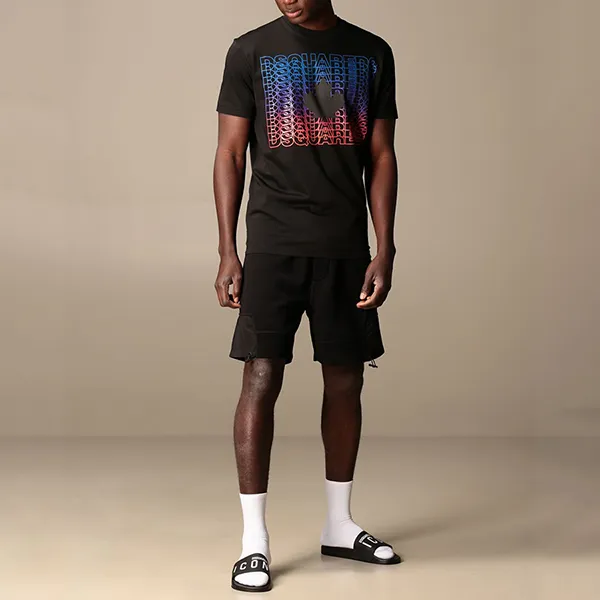 Áo Phông Nam Dsquared2 Multi Logo S74GD0830 Tshirt Màu Đen Size M - Thời trang - Vua Hàng Hiệu