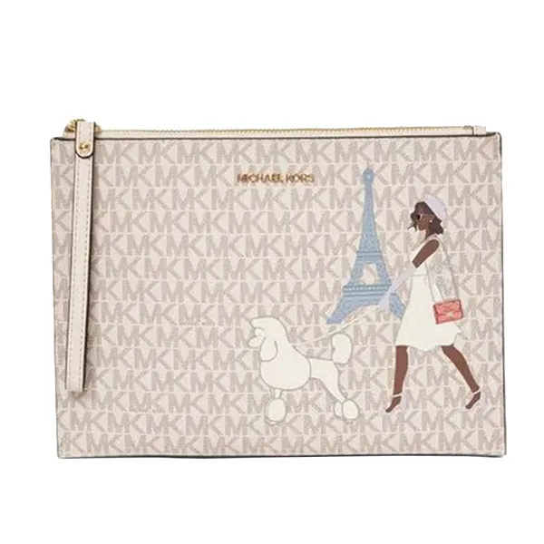 Túi Cầm Tay Michael Kors MK Jet Set Girls Logo Small Hand Bag Màu Trắng