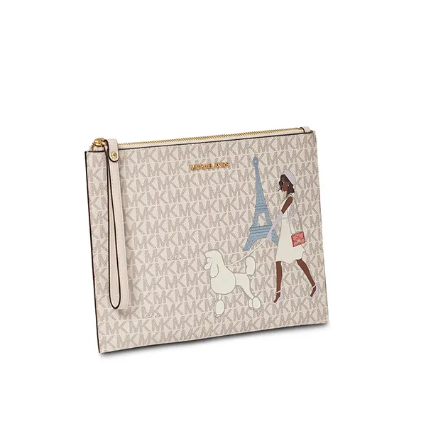 Túi Cầm Tay Michael Kors MK Jet Set Girls Logo Small Hand Bag Màu Trắng