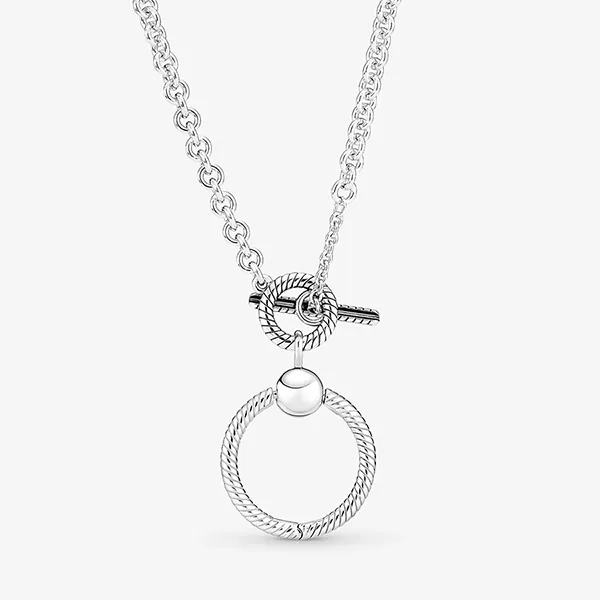 Dây Chuyền Pandora Moments O Pendant T-bar Necklace 391157C00-50 Màu Bạc