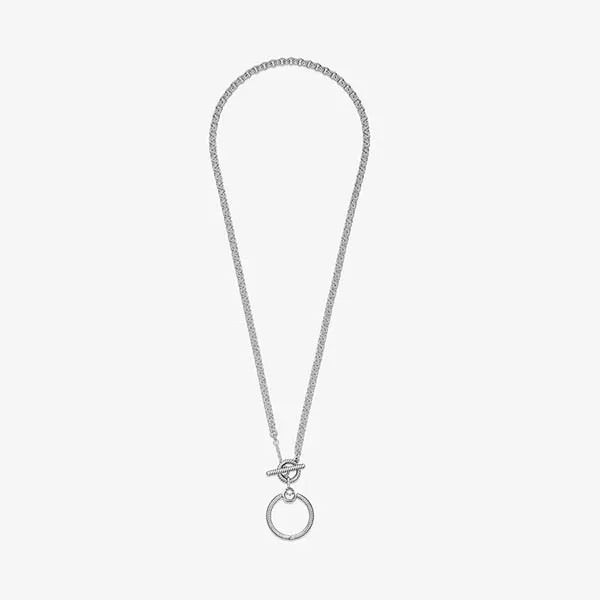 Dây Chuyền Pandora Moments O Pendant T-bar Necklace 391157C00-50 Màu Bạc