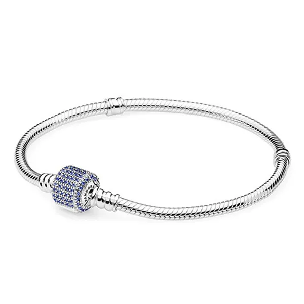 Vòng Đeo Tay Pandora Sparkling Blue Pavé Clasp Bracelet Màu Bạc Đính Đá Xanh - Trang sức - Vua Hàng Hiệu