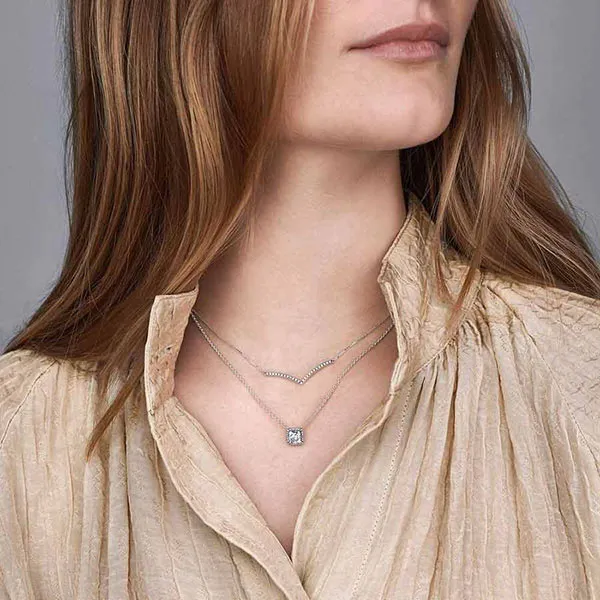 Dây Chuyền Pandora Sparkling Wishbone Necklace 397802CZ-45 Màu Bạc