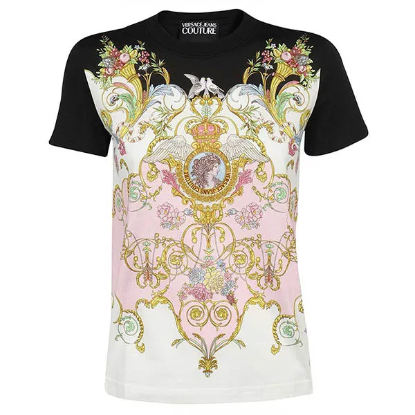 Áo Phông Versace Jeans Couture Print Versailles Họa Tiết B2HWA727 S0225 O16 Màu Đen