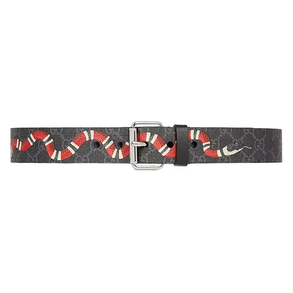 Thắt Lưng Gucci GG Belt With Kingsnake Print Màu Ghi Xám