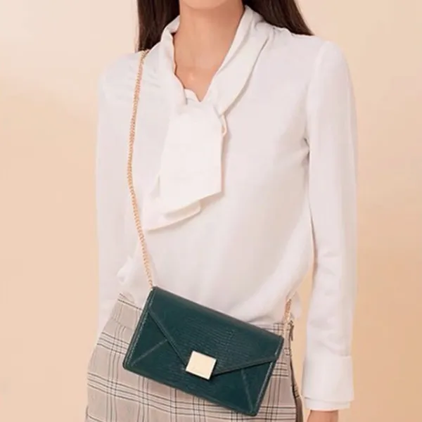Túi Đeo Chéo Pedro Lizard-Effect Leather Envelope Shoulder Bag Màu Xanh Cổ Vịt